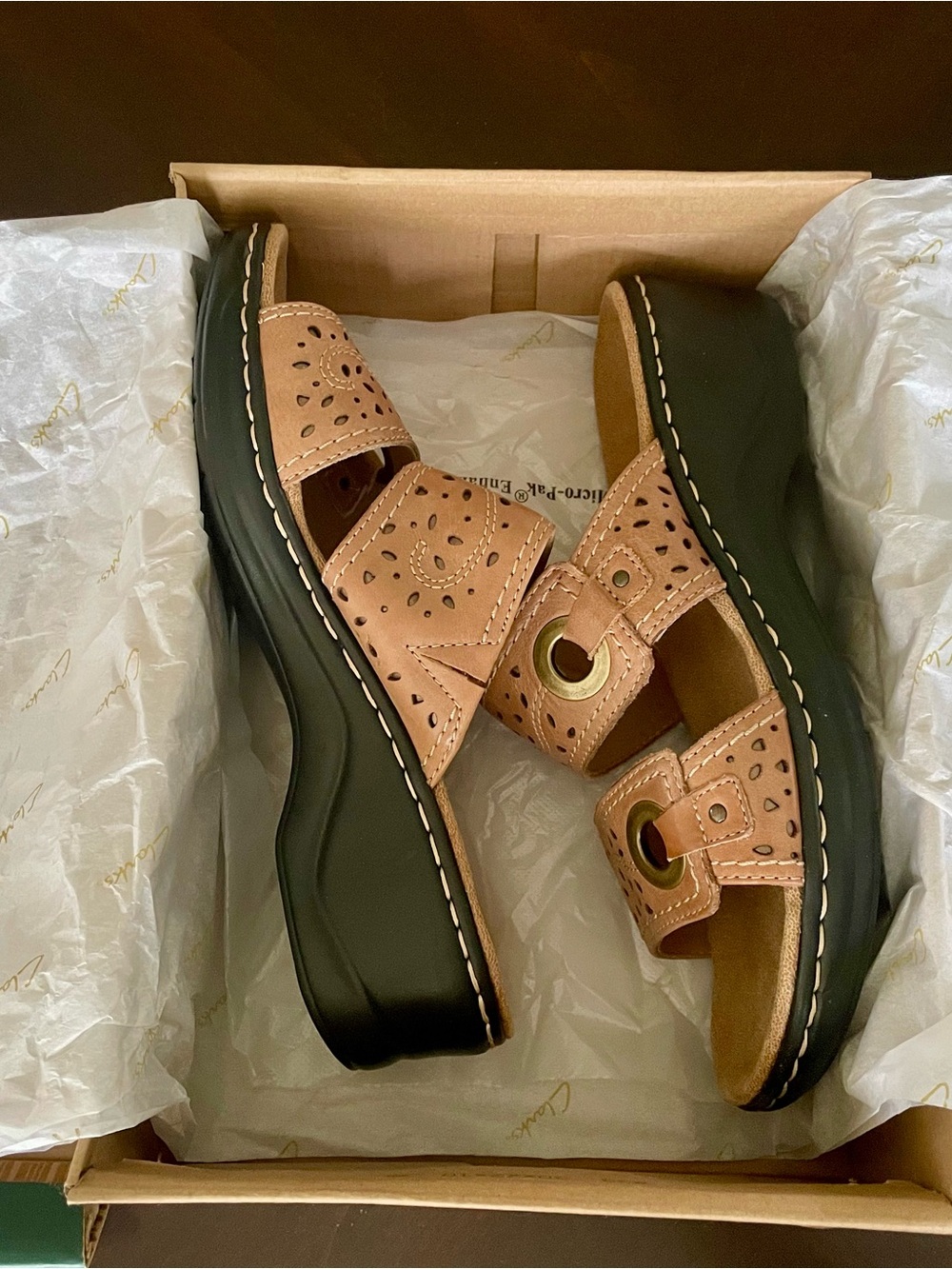 Clarks Lexi Laurel Brown Leather Sandals - Women’s Size 10 - NEW - Picture 14 of 16